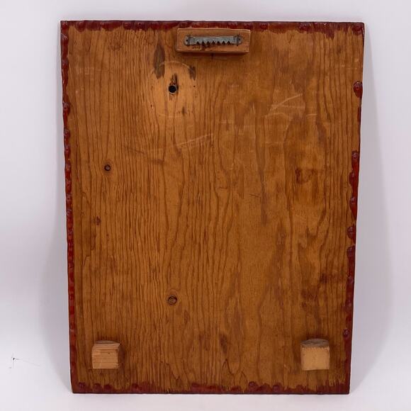 Vintage Lacquered Wood Wall Clock Deer Running in Woods 14x18 inches Retro - Picture 5 of 12